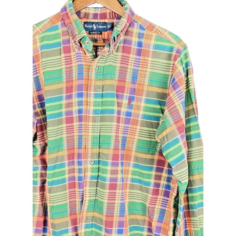 Ralph Lauren Shirt‎ Mens Large L Plaid Button Down Long Sleeve Classic Cotton
